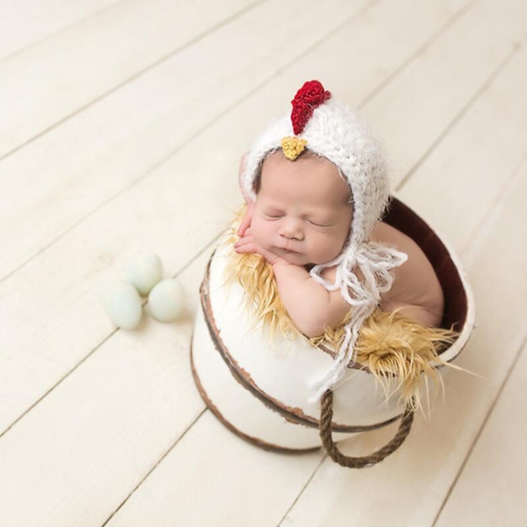 

Children Photography Wool Cap Baby Hundred Days Photography Modeling Wool Hand Hook Chick Hat with Belt(White )