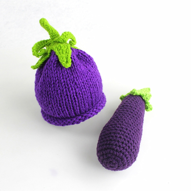 

Children Photography Eggplant Shape Wool Knit Hat + Eggplant(Purple )