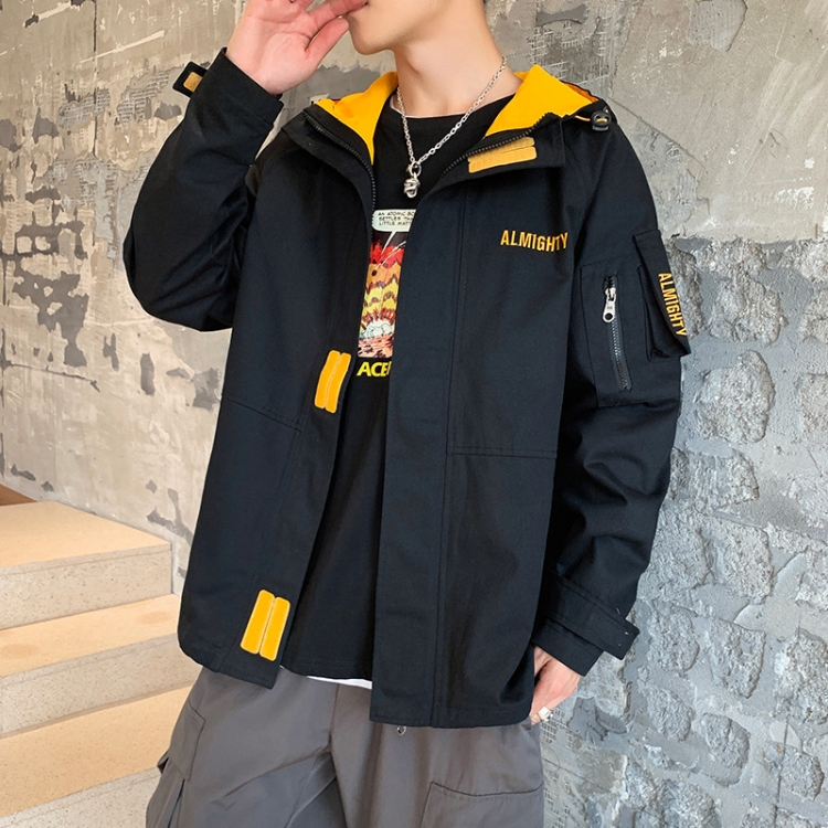 

Spring and Autumn Models Trend Loose Casual Wild Handsome Airfit Hooded Jacket, Size: 3XL(Black )