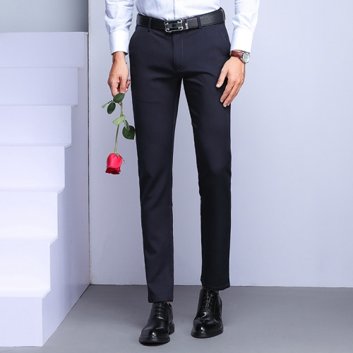 

Spring Fall Straight Loose Black Business Casual Career is Sturdy Trousers, Size: 31(Blue)