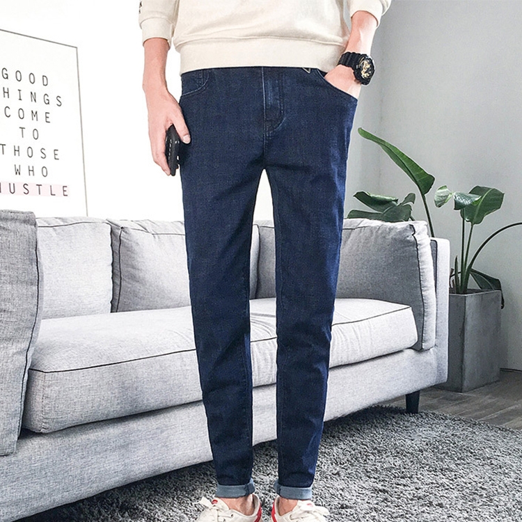 

Spring and Autumn Models Simple and Versatile Stretch Men Washed Casual Feet HarlanJeans, Size: 31(Blue)