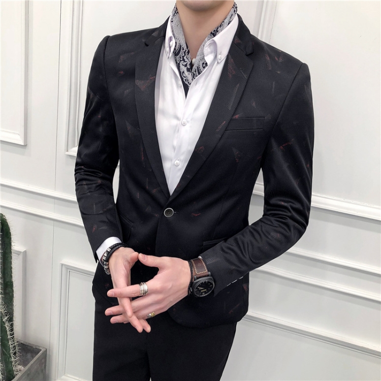 

Spring and Autumn Men Casual Business Slim Suit Jacket, Size: 2XL(Red Block )