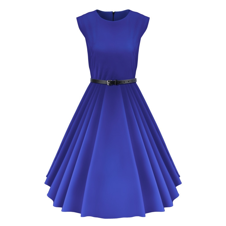 

Solid Color Waistless Sleeveless Dress, Size: M(Blue)