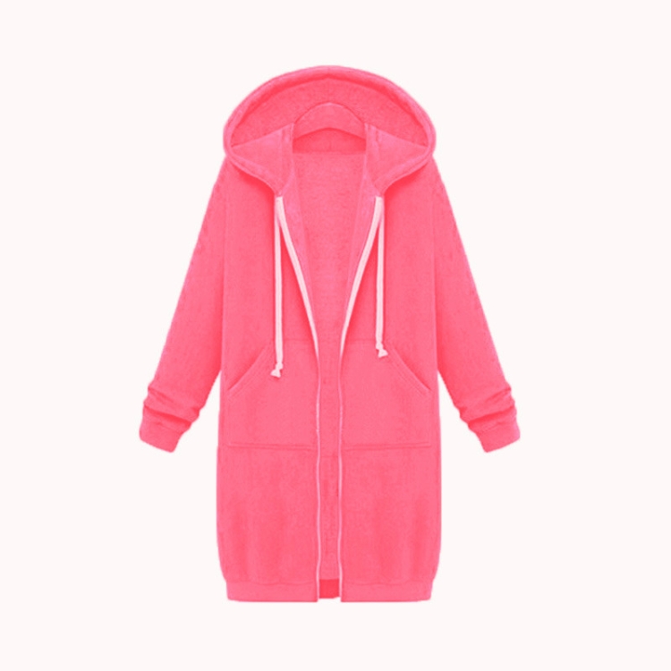 

Women Hooded Long Sleeved Sweater In The Long Coat, Size:3XL(Phosphor)