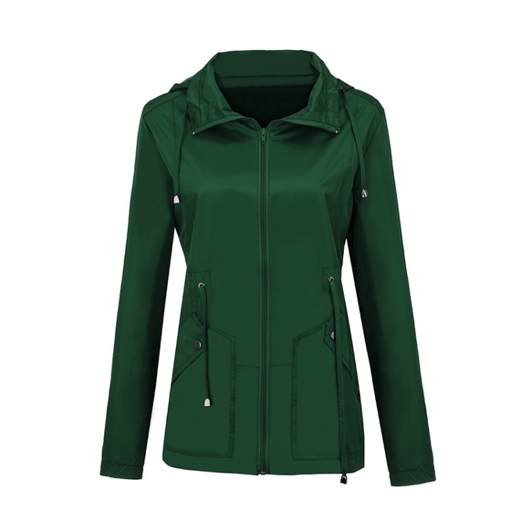 

Raincoat Waterproof Clothing Foreign Trade Hooded Windbreaker Jacket Raincoat, Size: XL(Green)