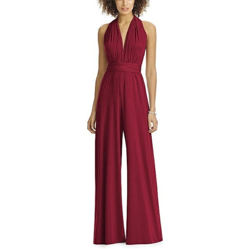 

Loose Color Temperament Wear More Women Jumpsuit, Size: XL(Wine Red)