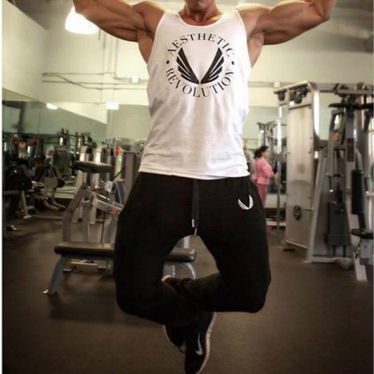 

Summer Fitness Vest Stretch Slim for Men, Size: L(White )