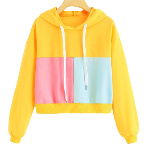 

Autumn Women Color Matching Hooded Sweater, Size: XL(Yellow)