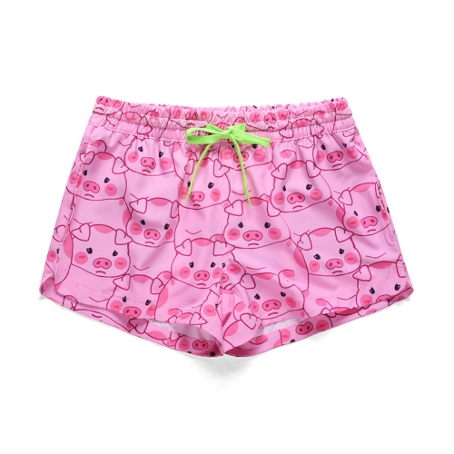 

Summer Leisure Vacation Pig Print Loose Women's Beach Shorts, Size: M(As Show)