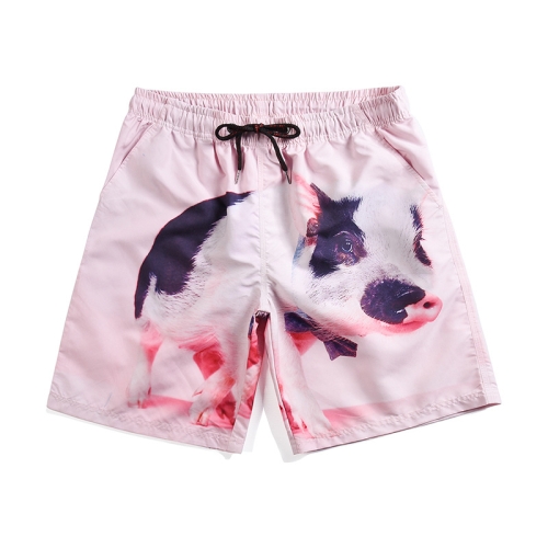 

Summer Pig Print Quick-drying Peach Skin Loose Beach Shorts, Size: XXL(As Show)