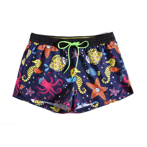 

Summer Seahorse Octopus Print Seaside Holiday Thin Section Thin Female Shorts, Size: M(As Show)