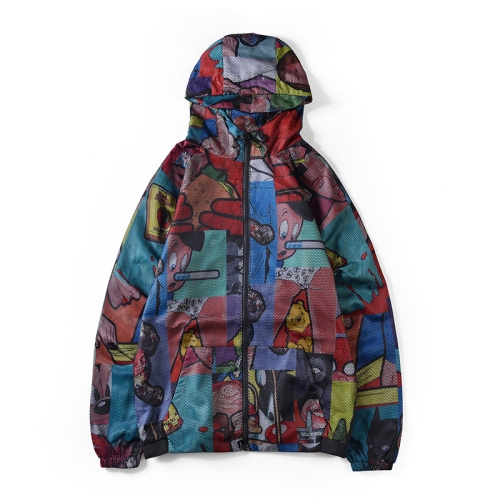 

Autumn and Winter Loose Long-sleeved Anime Print Hooded Zipper Jacket, Size: XL(As Show)