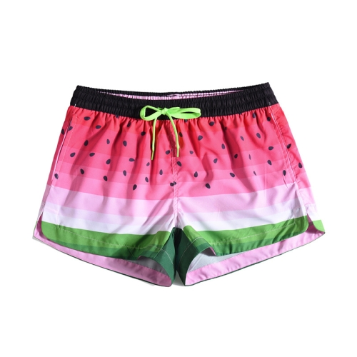 

Summer Vacation Watermelon Print Slim Beach Shorts, Size:XXL(As Show)