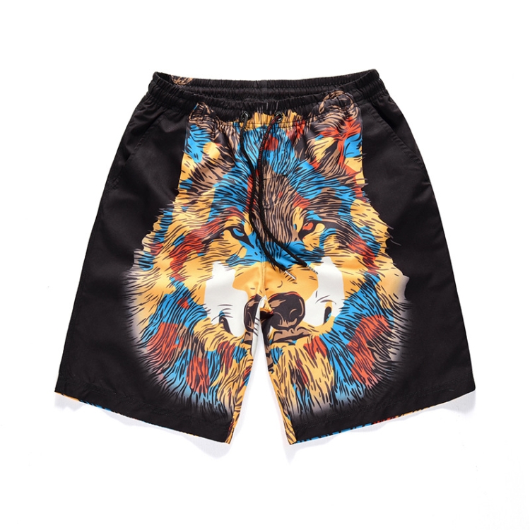 

Summer Male Harajuku Style Wolf Head Print Beach Sports Shorts, Size: XL(As Show)