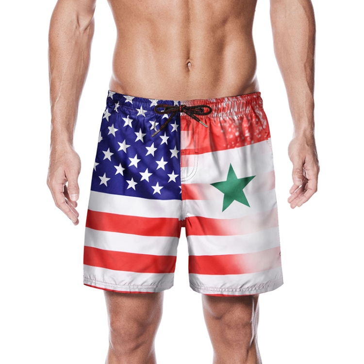 

Summer Flag Star Striped Print Beach Pants Quick-Drying Pants Men Trend, Size: XL(As Show)
