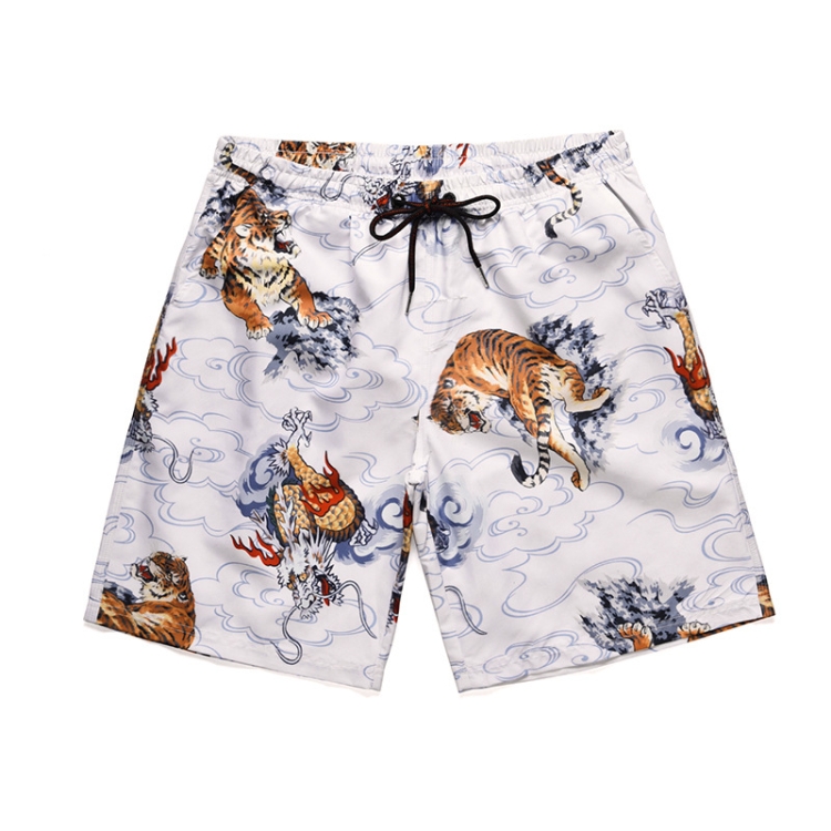 

Summer Loose Quick-drying Dragon Tiger Figure Printing Beach Surf Short, Size: XL(As Show)