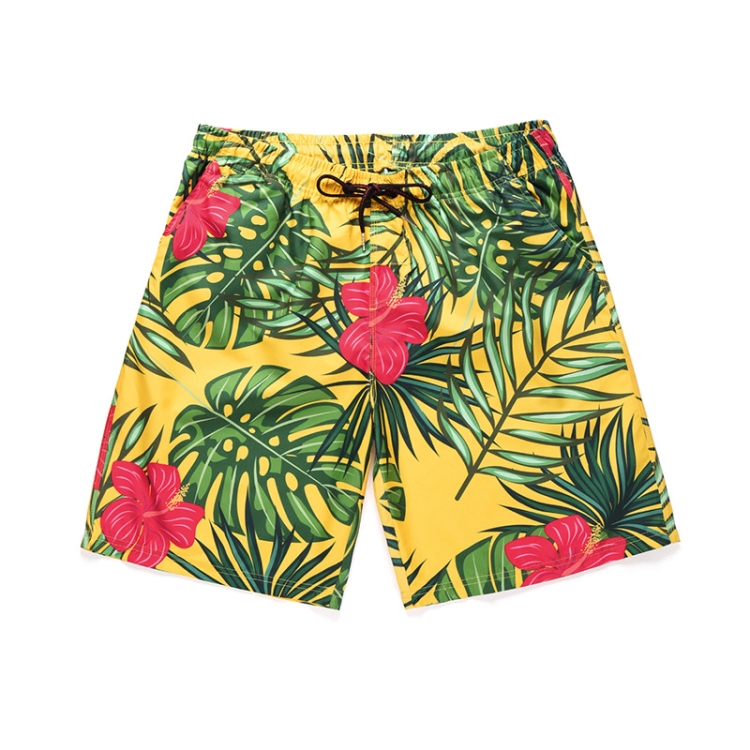 

Casual Home Men's Summer Plant Print Beach Pants Surf Shorts, Size: M(Plant Print)