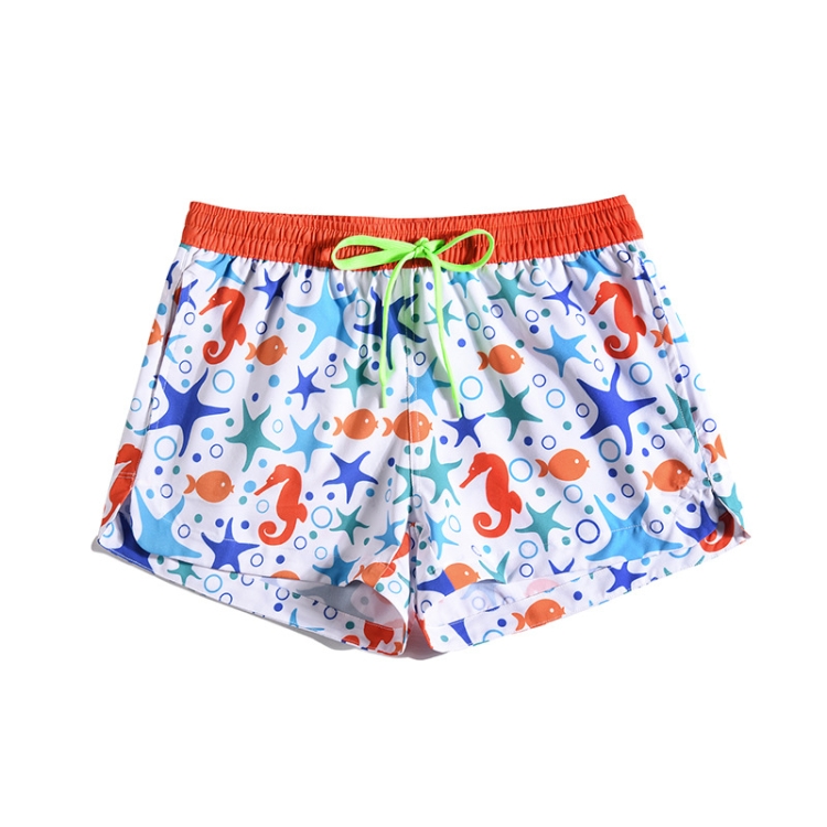 

Summer Vacation Marine Bio Print Loose Quick-drying Women's Beach Shorts, Size: L(As Show)