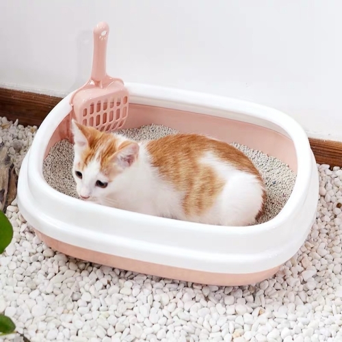 

B22210 Semi-enclosed Detachable Pet Litter Box with Cat Litter( Small Pink )