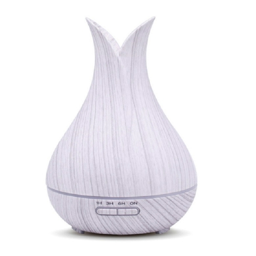 

400ML Wood Grain Portable Vase Shape Colorful Light Aromatherapy Humidifier Ultrasonic Atomizer Air Purifier, Color:White Wood Grain(JP Plug)