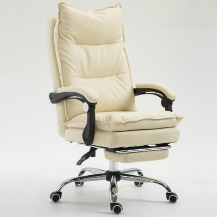 

Office E-sports Game Chair Ergonomic Synthetic Leather Recliner with Steel Feet(White)