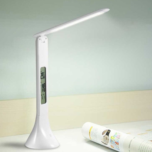 

3.5W Foldable Dimmable Calendar Temperature Alarm Clock LED Table Lamp Night Reading Light(White)