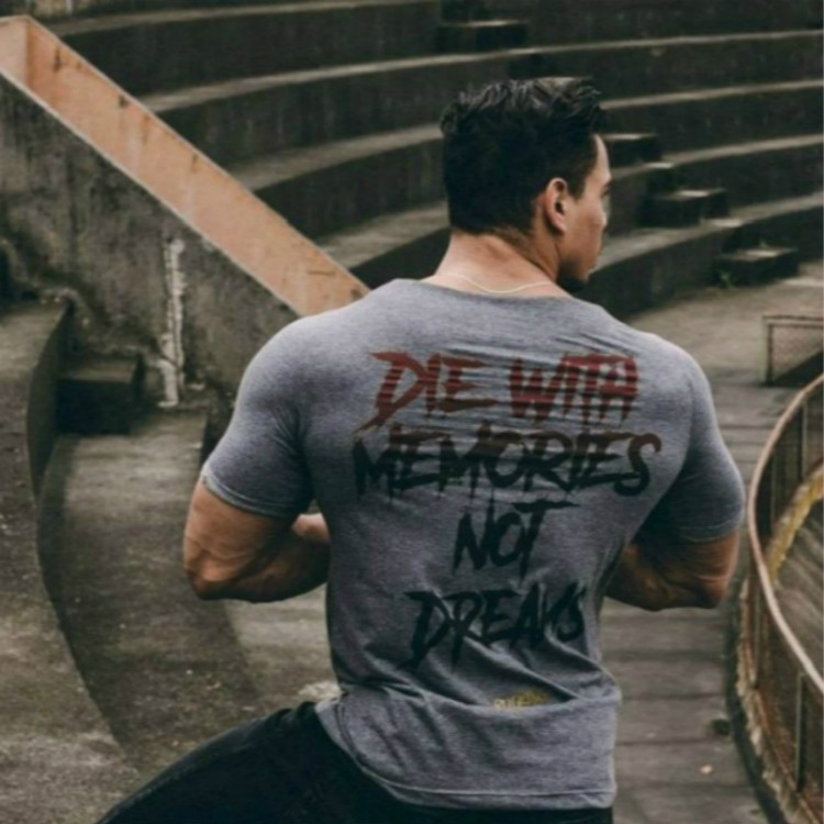 

Men Short Sleeve Cotton T-shirt Summer Casual Fashion Gyms Fitness Bodybuilding Slim Tees(Gray)