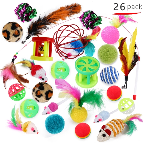 

26 in 1 Cat Combination Toy Funny Cat Stick Mouse Bell Ball Feather