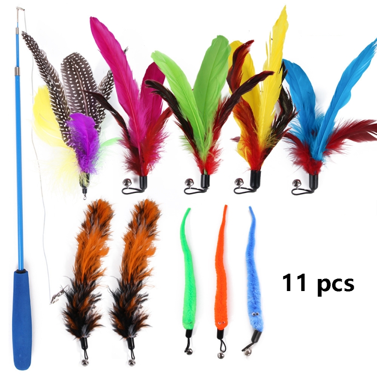 

11 In 1 Cat Toys Feather Telescopic Funny Cat Sticks