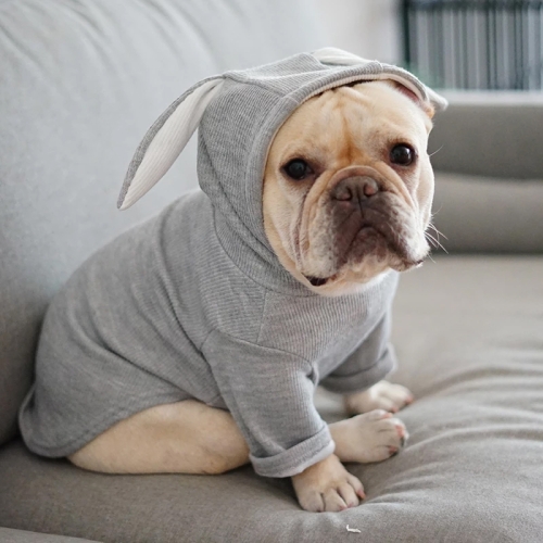 

Comfortable Fashion Lovely Rabbit Ear Dog Teddy Pet Cat Sweatshirt, Size: M(Gray)