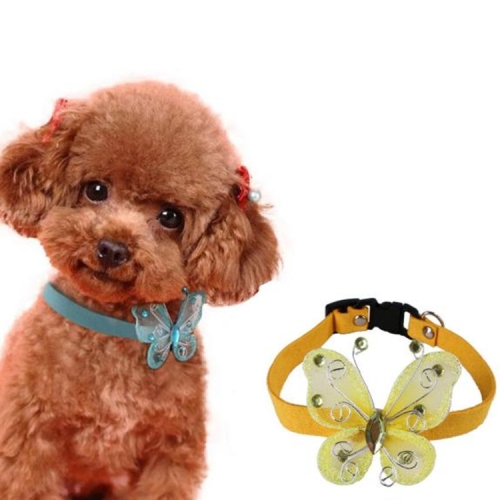 

2 PCS Dog Bow Collar Small Dog Teddy Jewelry Collar(Yellow)