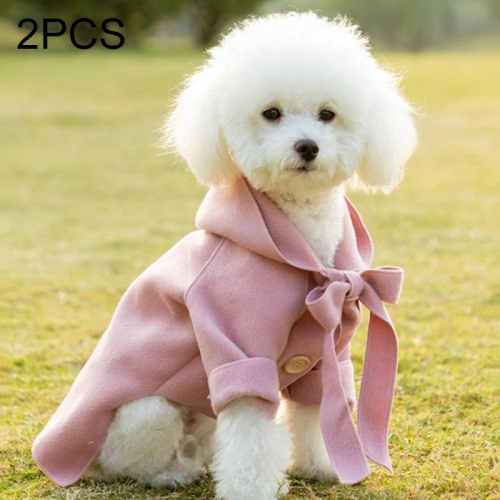 

2 PCS Winter Comfortable Fashion Woolen Coat Pet Clothing, Size:S(Pink)