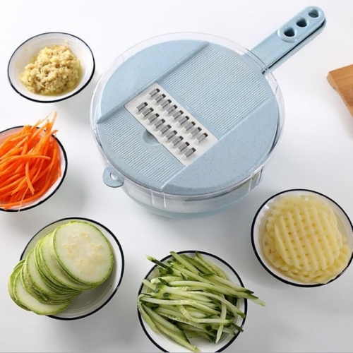 

6 in 1 Slicer Multi-Function Cutting Food Potato Carrot Veggie Grater Chopper Kitchen Cutting Machine Cheese Grater(Blue)