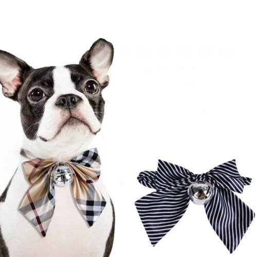 

2 PCS Small Medium-sized Bow Tie Teddy Dog Bell Bow Tie, Size: One Size(Blue Stripe)