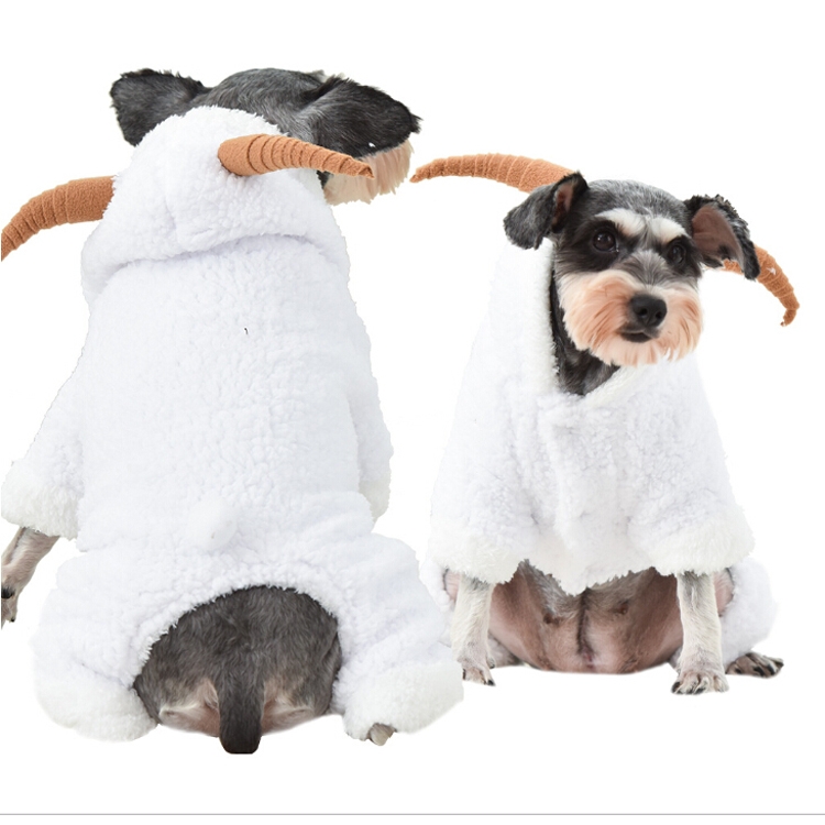 

Creative Autumn and Winter Plus Velvet Thick Cotton White Sheep Four-Legged Clothes, Size: L