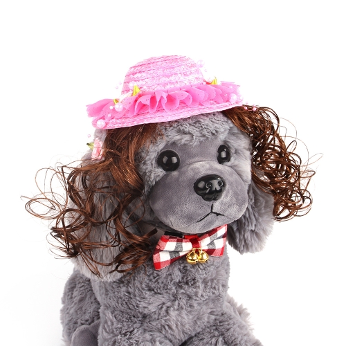 

Pet Accessories Pet Princess Hat Sun Hat Teddy Wig Hat(Rose)