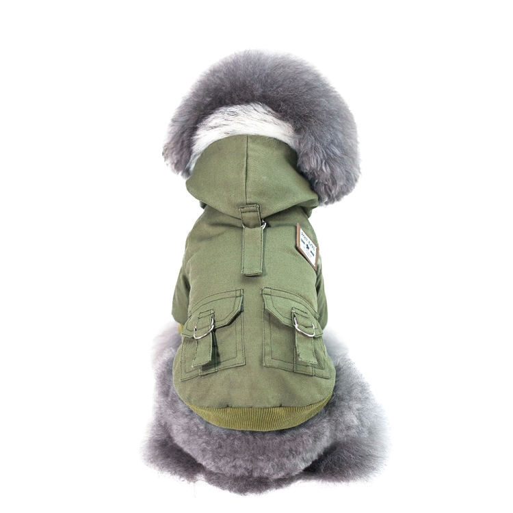 

Pet Autumn and Winter Models Military Thick Padded Warm Coat Dog Clothes, Colour: Green, Size: XL