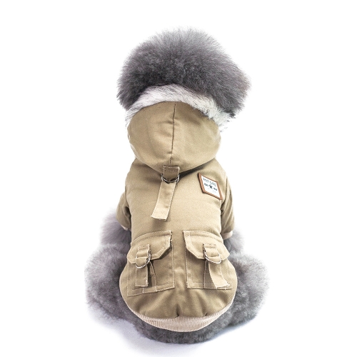 

Pet Autumn and Winter Models Military Thick Padded Warm Coat Dog Clothes, Colour: Kaki, Size: S