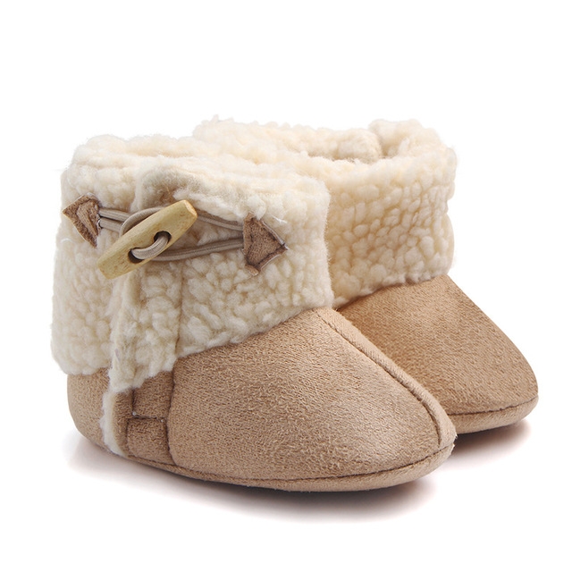 

Fashion Winter Infant Warm Ankle Snow Boots Toddler Fur Plush Insole Buckle Boots Shoes(Apricot)