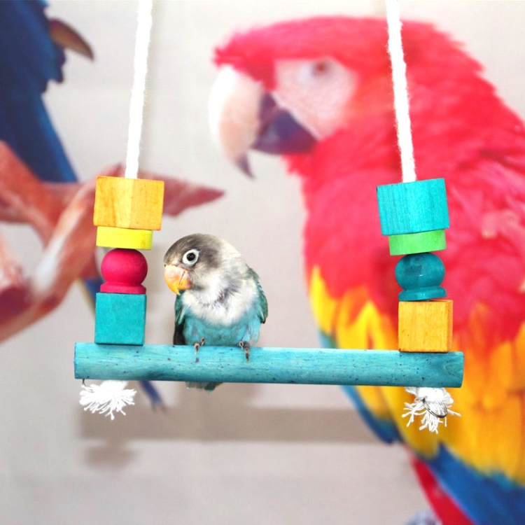 

Parrot Squirrel Bite Wooden Suspension Bridge Swing Toy Bird Cage Stand