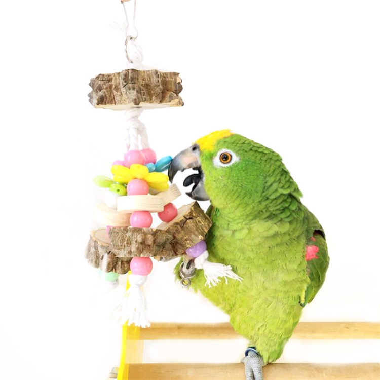 

Natural Peppercorn Wood Bite Parrot Chewing Wooden Cotton Rope Swing Bird Toy