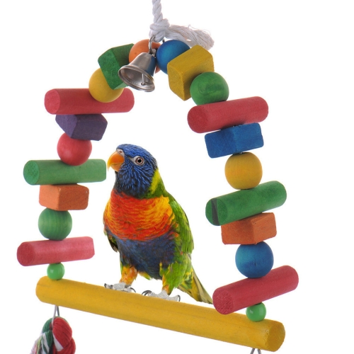 

Parrot Wooden Cotton Rope Bite Toy Swing Stand