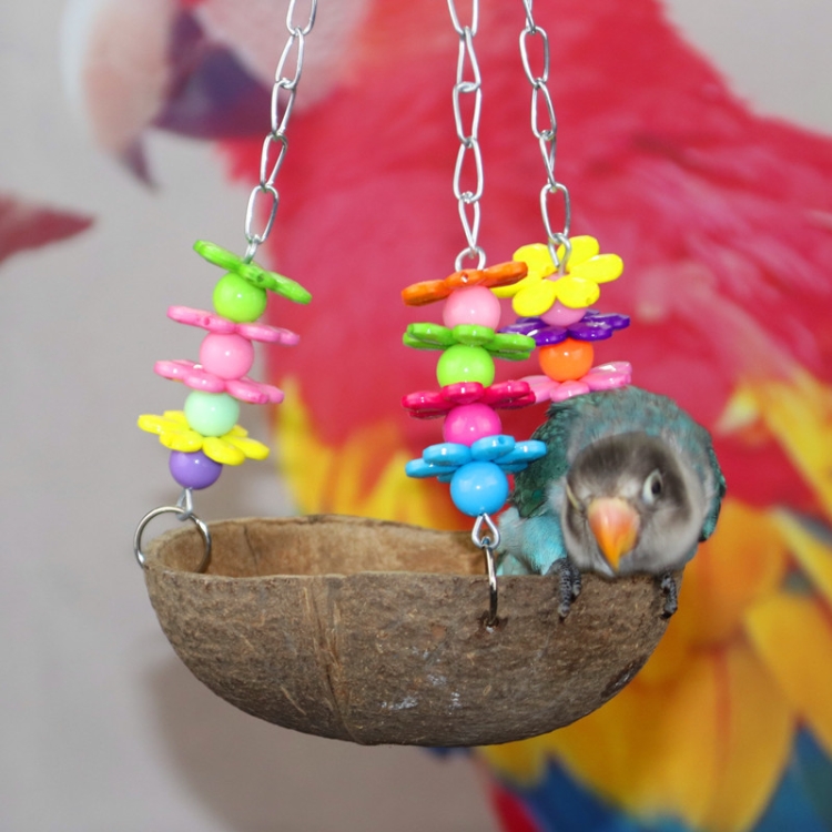 

Pet Bird Parrot Natural Coconut Shell Swing Perch Bed Toy