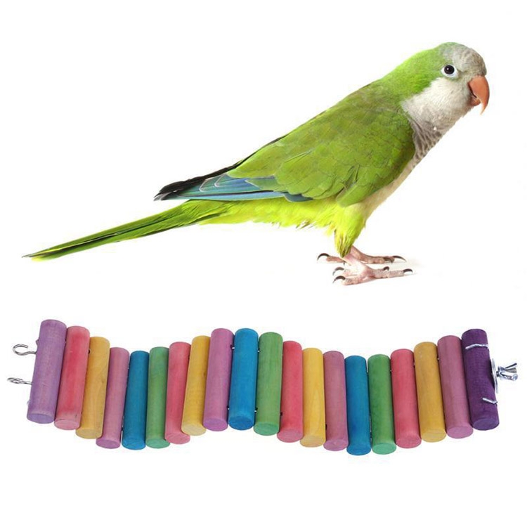 

3 PCS Parrot Bird Hamster Color Round Wood Small Plank Road Ladder Toy, Size:50cm(Color)