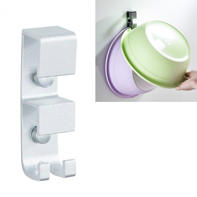 

2 PCS Space Aluminum Washbasin Clip Wall Mount Bathroom Basin Hook(Silver )