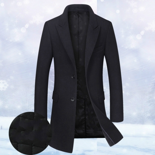 

Fashion Winter Men Slim Woolen Coat, Size: L(Elegant Black (Plus Cotton) )