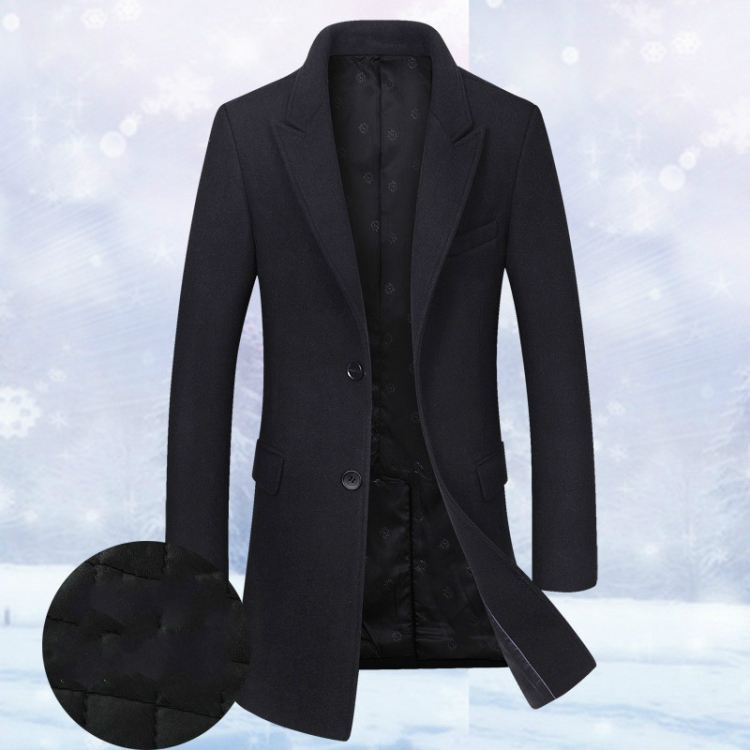 

Fashion Winter Men Slim Woolen Coat, Size: XXXL(Elegant Black (Plus Cotton) )
