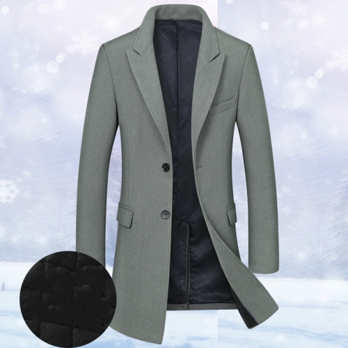 

Fashion Winter Men Slim Woolen Coat, Size: XXXL( Dark Green (Plus Cotton) )