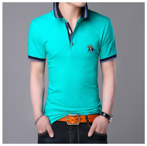 

Fashionable Cotton Lapel Short-sleeve T-Shirt for Men, Size: M(Grass Green)