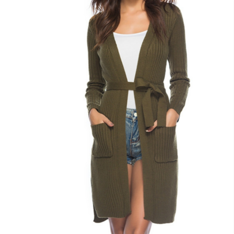 

Long-sleeved Knit Cardigan in Autumn and Winter Women, Size: L(Army Green)